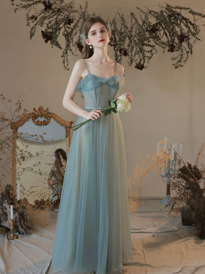viven ruffle detail tulle maxi dress in mint