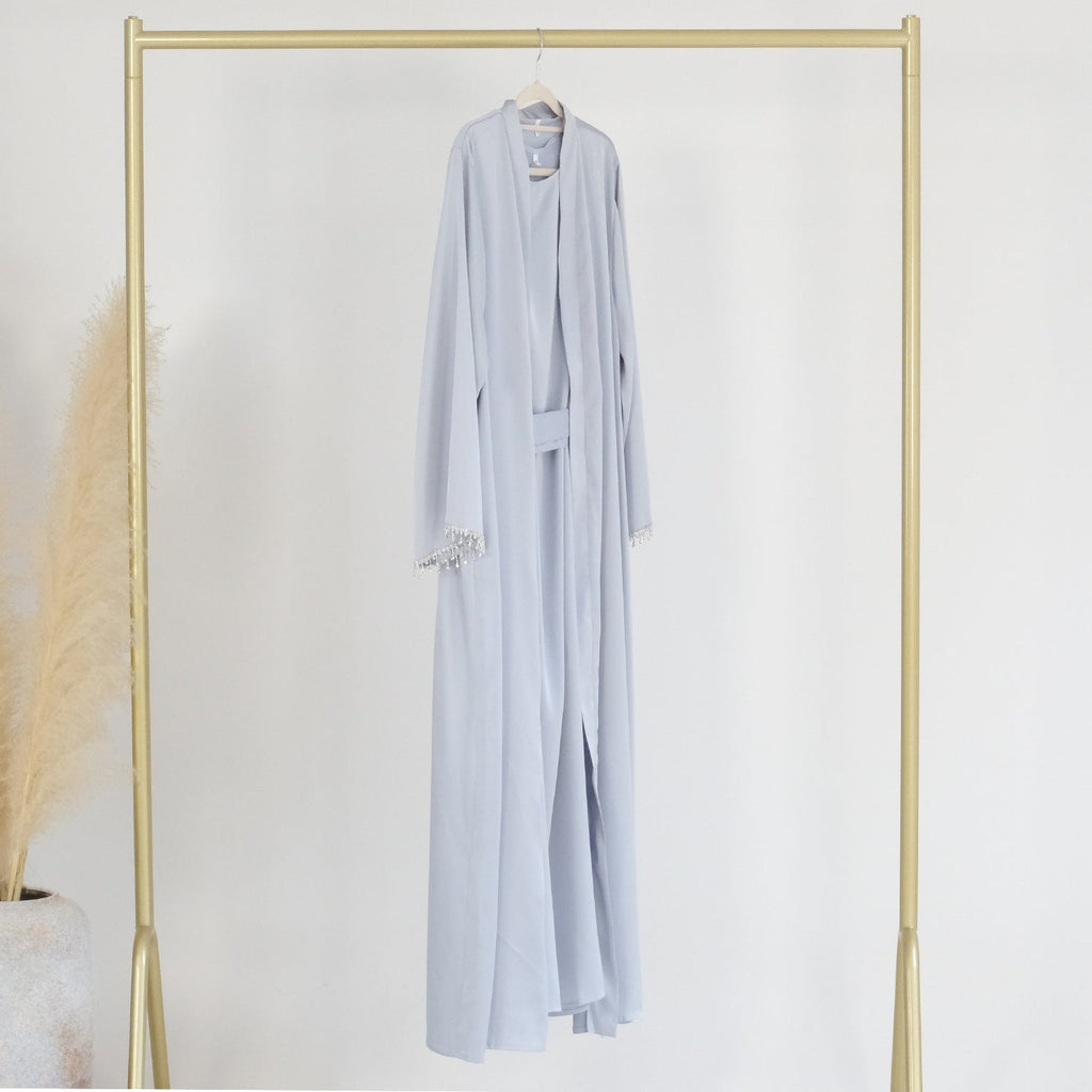 1pcs Solid Color Beaded Cardigan Robe