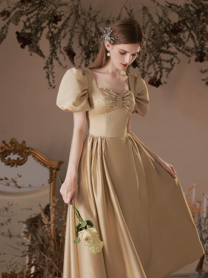 pearl embellished puff sleeve maxi dress