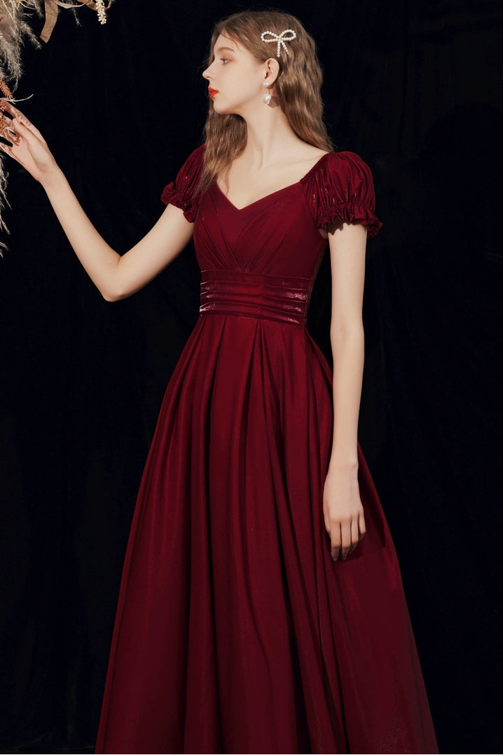 High-quality French red satin maxi dress