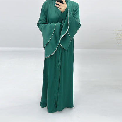 3pcs Set Satin Cardigan+Inner Dress+Special Belt