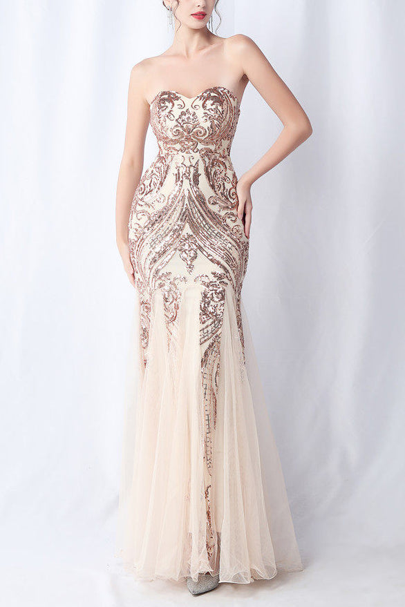 sparkle strapless tulle maxi dress