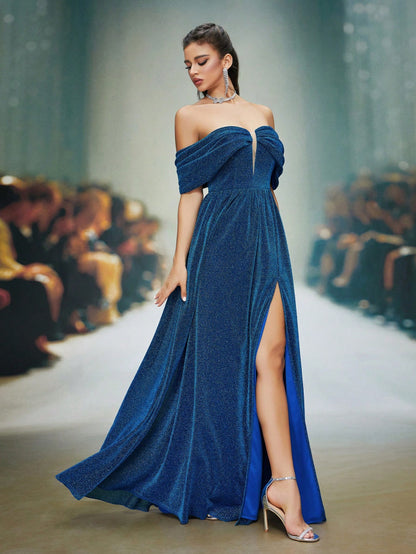 sequin embellished strapless backless maxi dress in blue