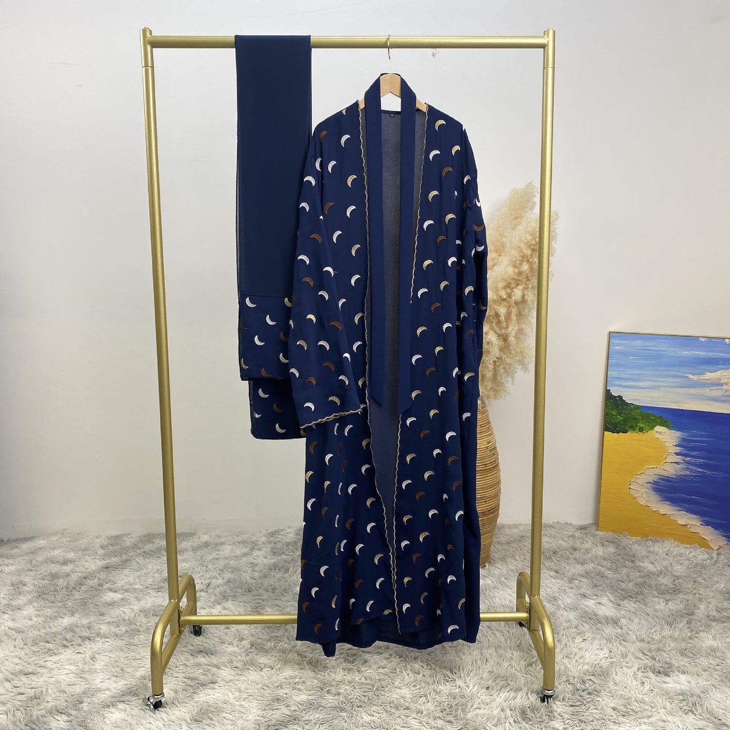 Explosions Heavy Industry Embroidery Cardigan Abaya