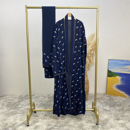 Explosions Heavy Industry Embroidery Cardigan Abaya