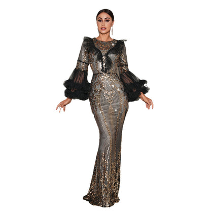 eudora sequin embellished ruffle trim bodycon maxi dress