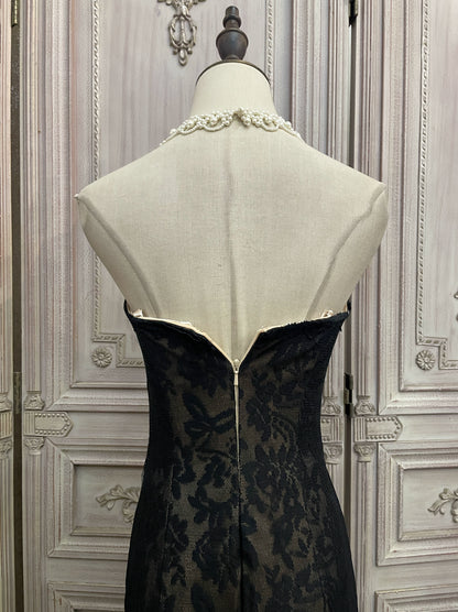 Black lace strapless mermaid dress