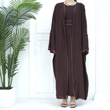 3pcs Set Cardigan+without Sleeves Inner Dress+Hijab