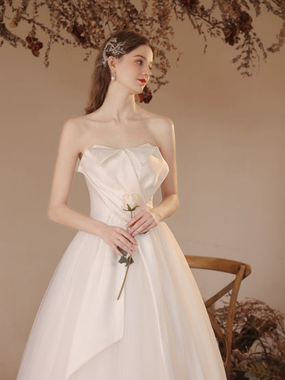 off-shoulder satin pleated maxi dress in beige