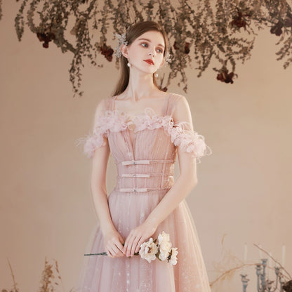 jenney flower embellished sequin maxi dress in pink
