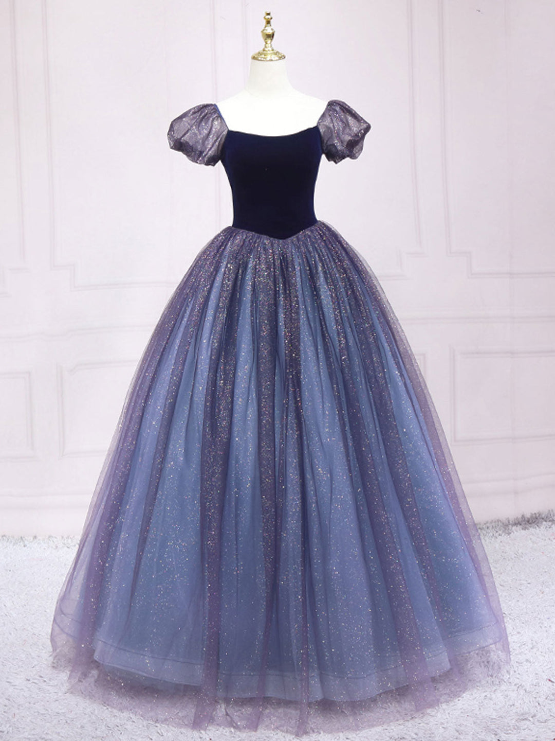 Purple tulle A line maxi dress