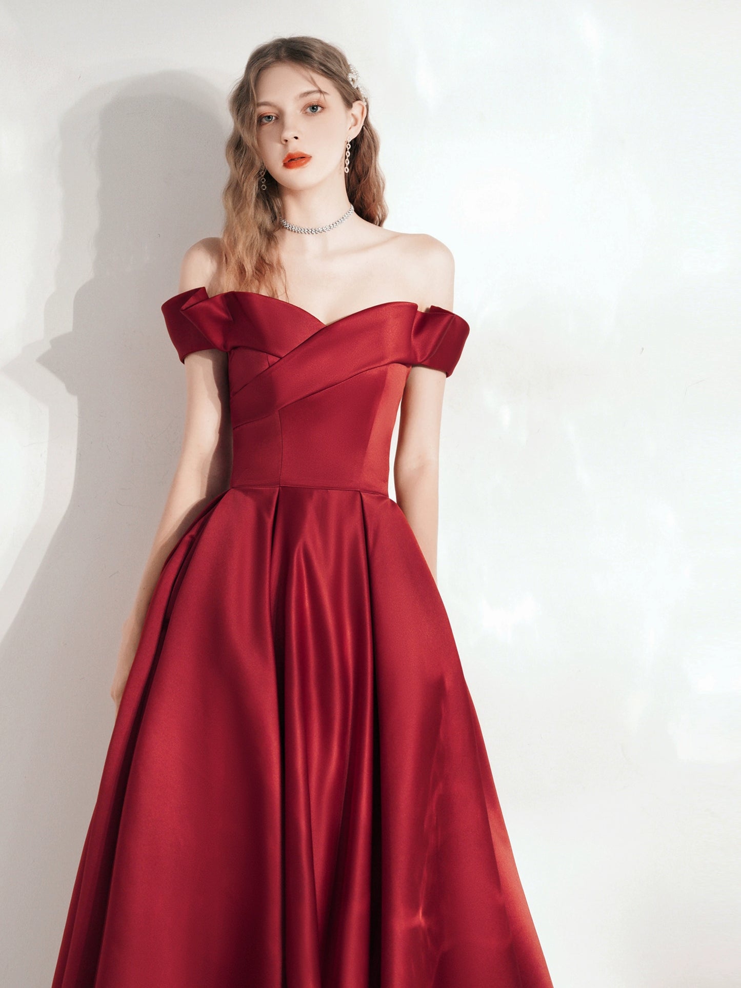 victoria strapless satin maxi dress in claret