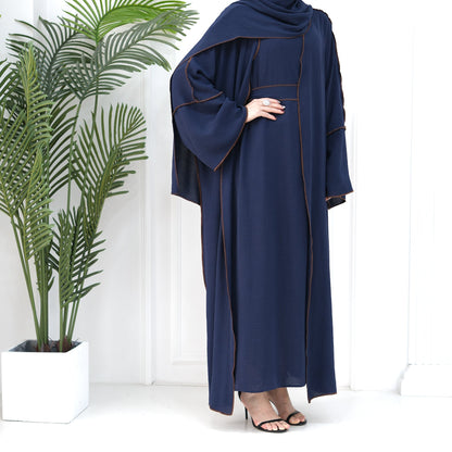 3pcs Set Cardigan+without Sleeves Inner Dress+Hijab