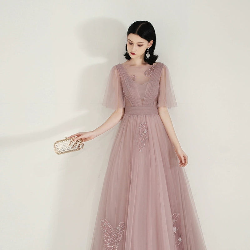 sequin bow applique maxi dress in pink