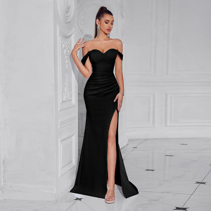 claire high slit backless bodycon maxi dress in white