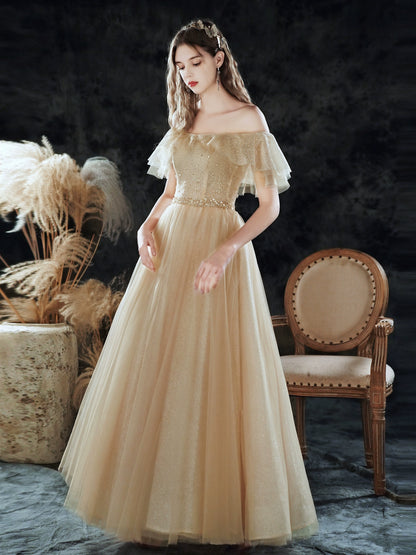 champagne ruffle detail sequin maxi dress