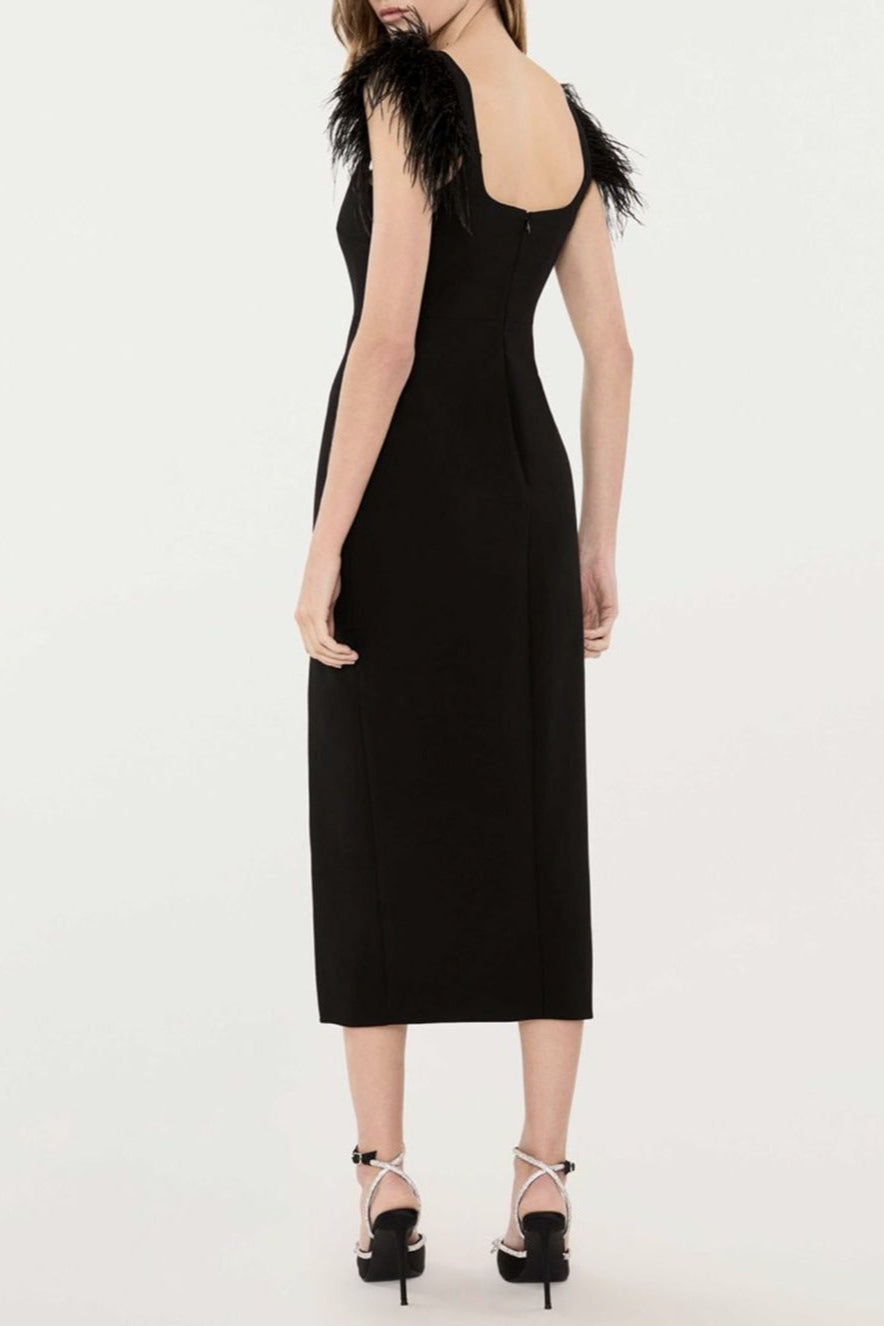 josephine Bows High Slit Diamond Bandage Midi Dress