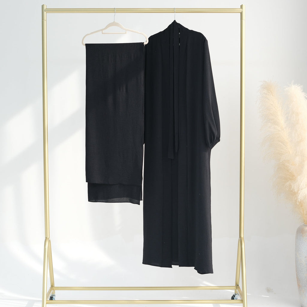 3pcs Cardigan+without  Sleeves Inner Dress+Hijab