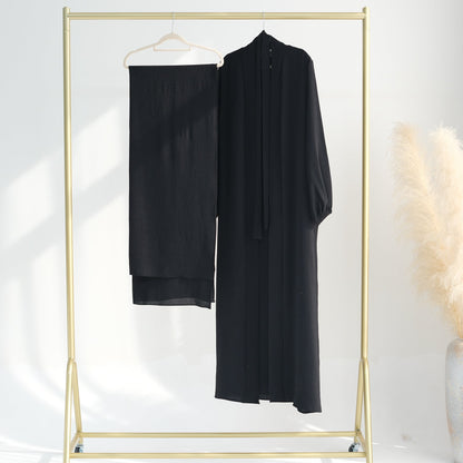 3pcs Cardigan+without  Sleeves Inner Dress+Hijab