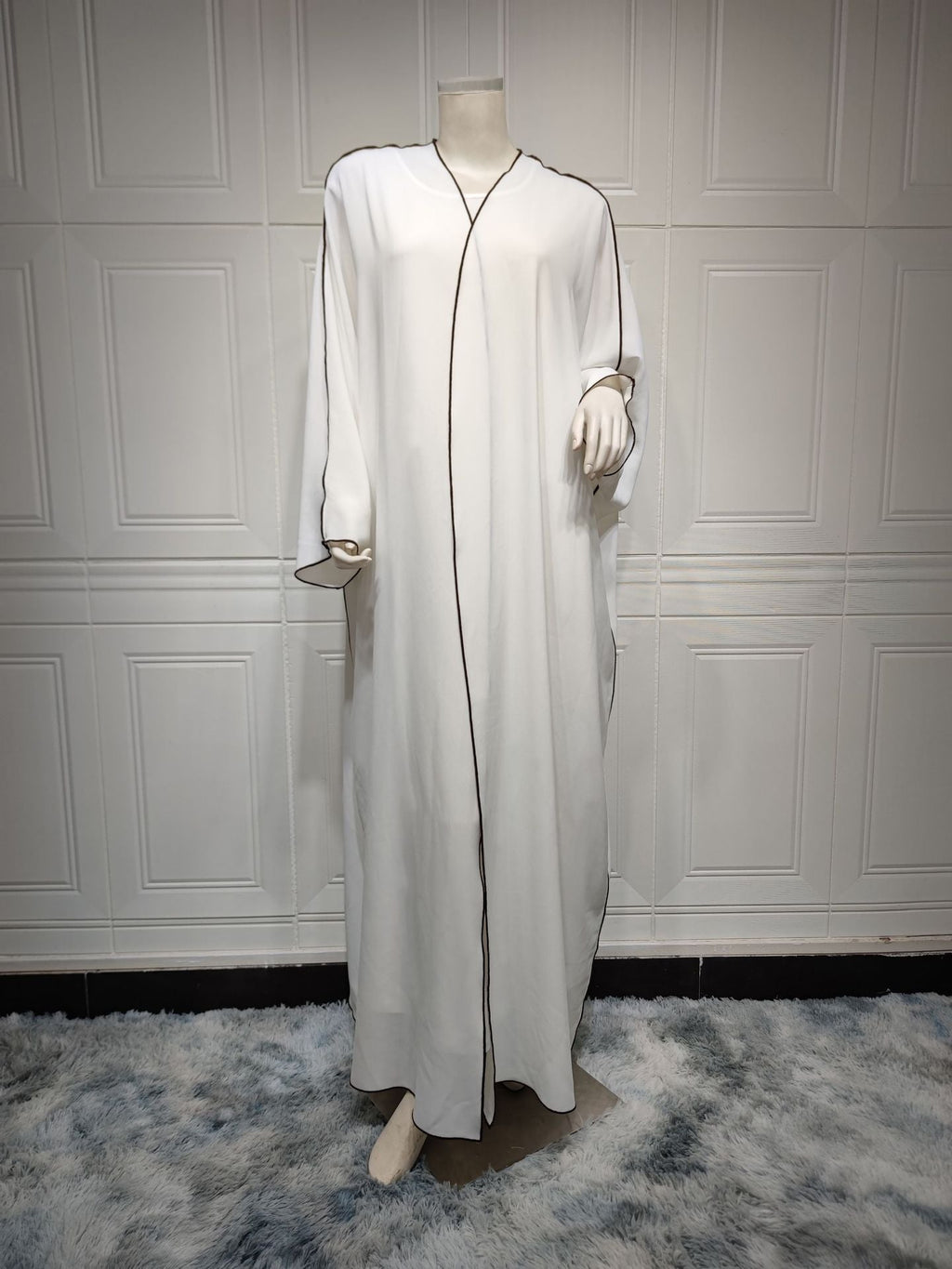 White Panelled Abaya Robe