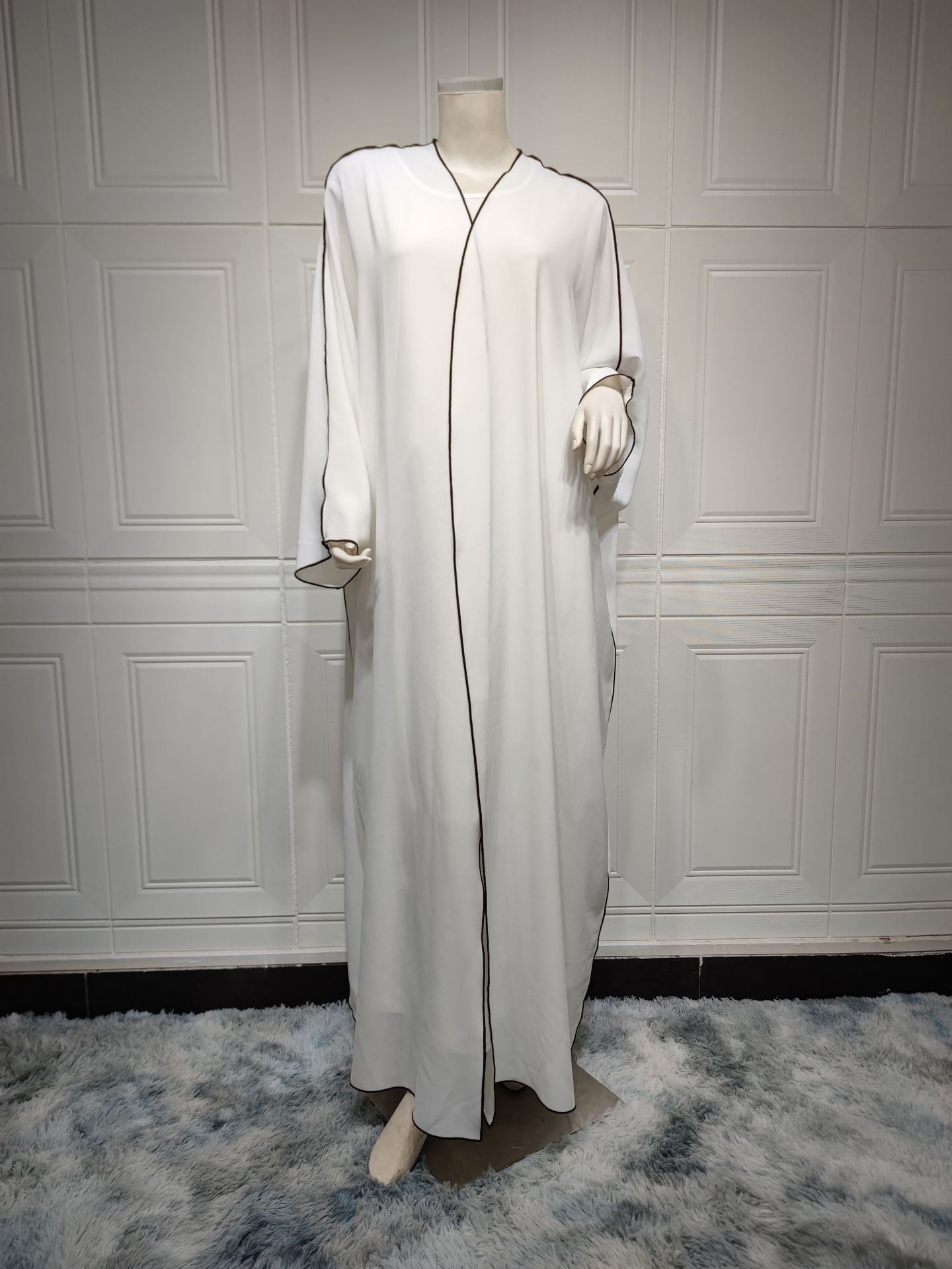 White Panelled Abaya Robe