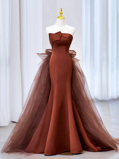 Mermaid Tulle Satin Long Prom Dress