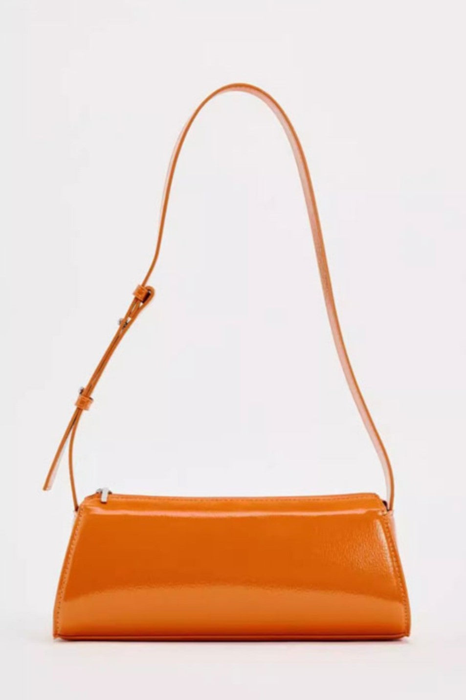 Jamie Mirror Leather Baguette Bag