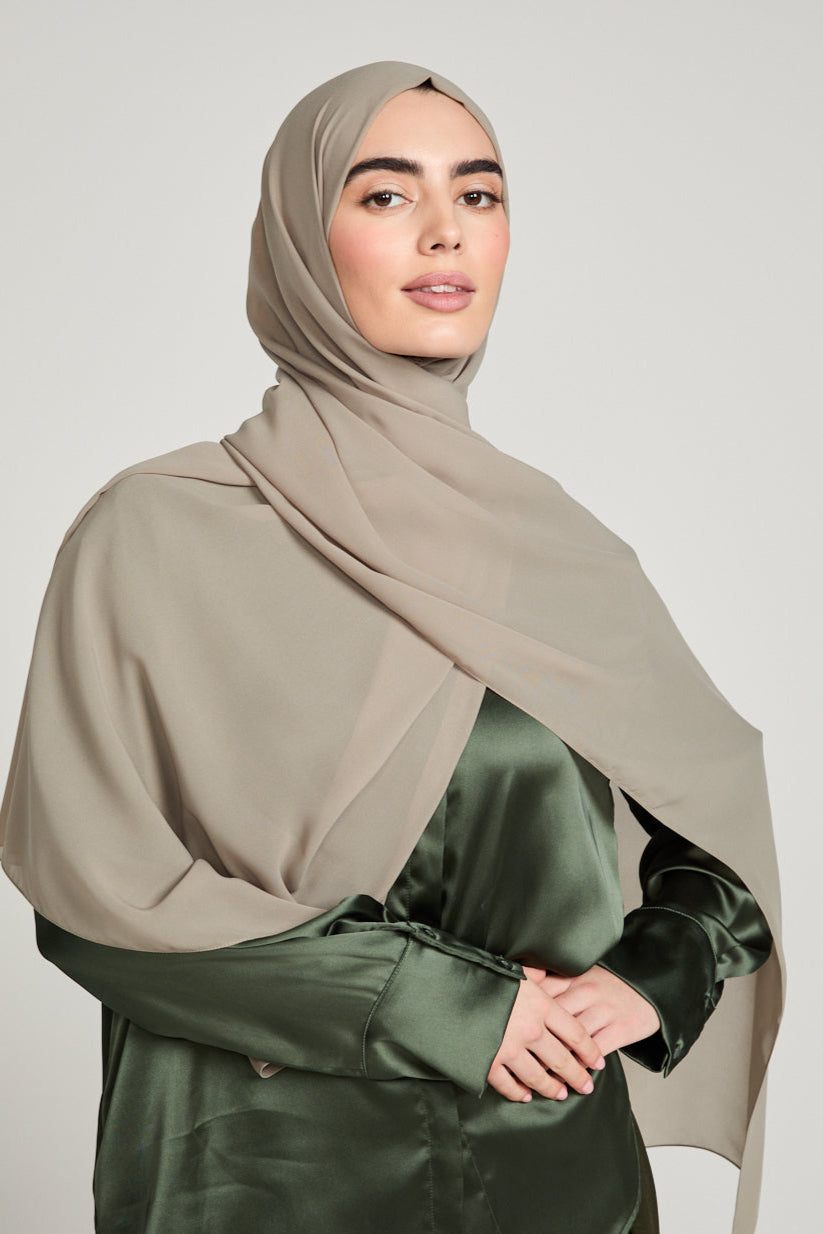 Hijab in georgette di lusso morbido - Olive Whisper