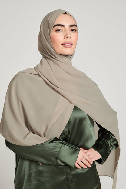 Soft Luxury Georgette Hijab - Olive Whisper