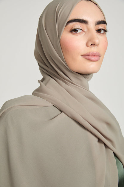 Soft Luxury Georgette Hijab - Olive Whisper