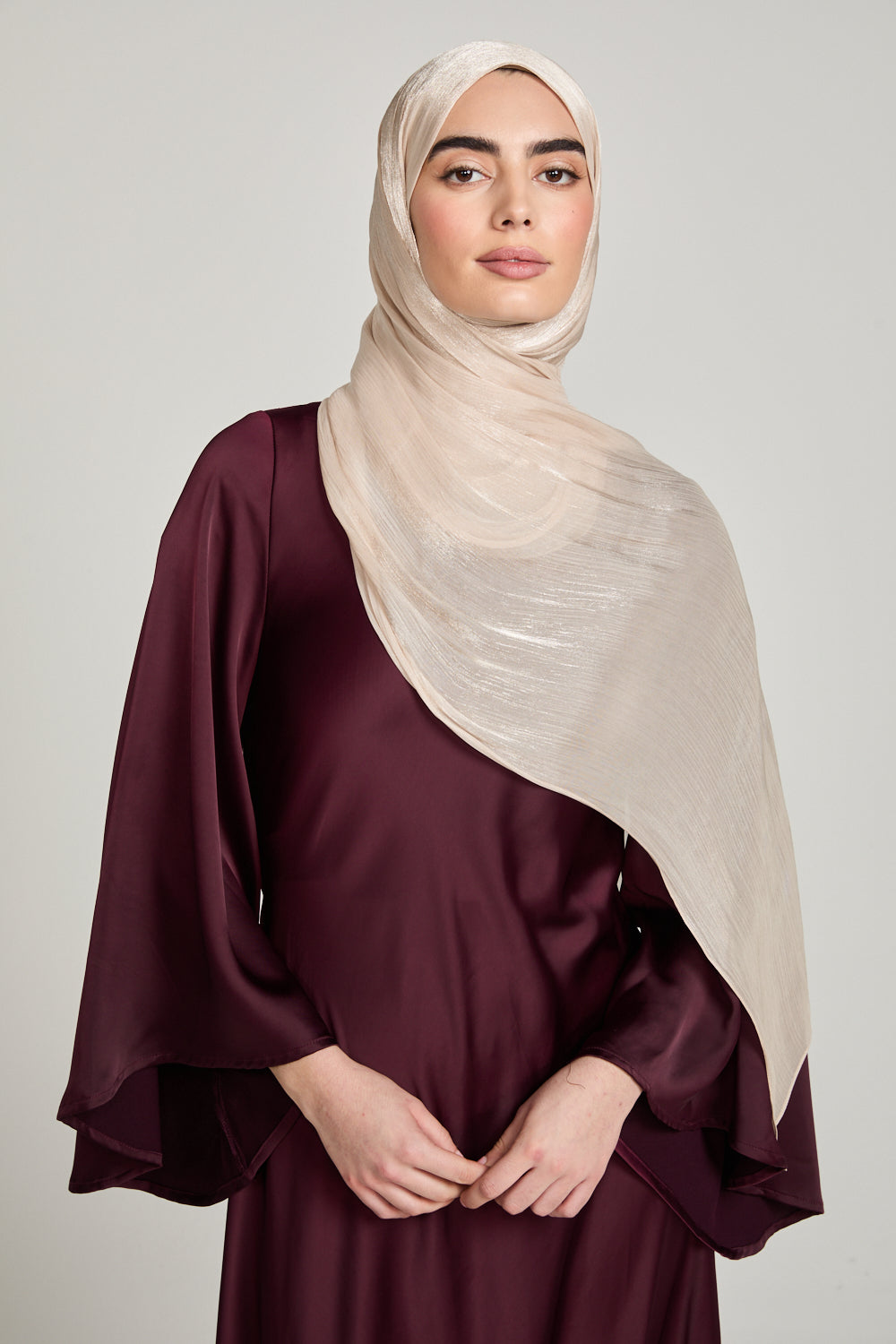 Luxury Organza Hijab - Champagne Nude