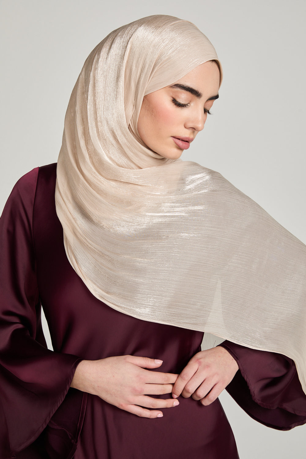 Luxury Organza Hijab - Champagne Nude