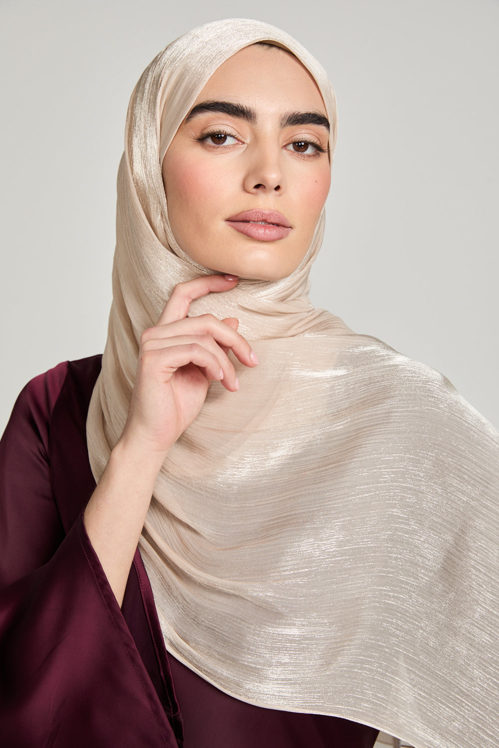 Luxury Organza Hijab - Champagne Nude