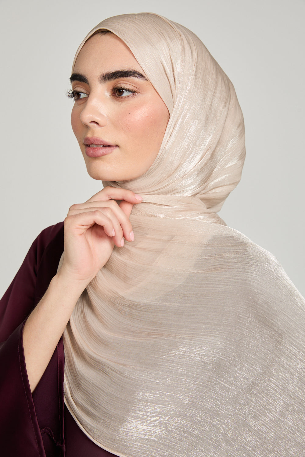 Luxury Organza Hijab - Champagne Nude