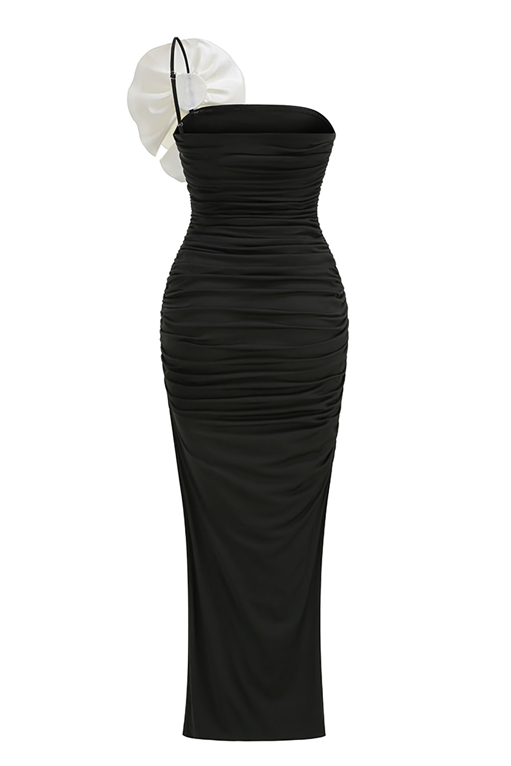 ジュディ ワンショルダー ピオニー ラッフル ガウン（ブラック）