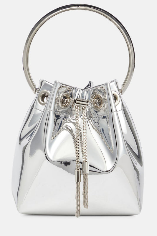 Metallic Round Handles Bucket Bag
