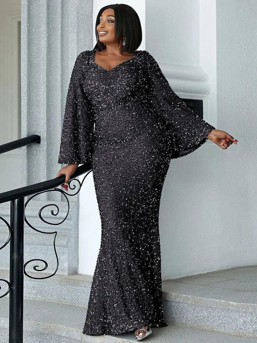 Flared Sleeve Curve Dress