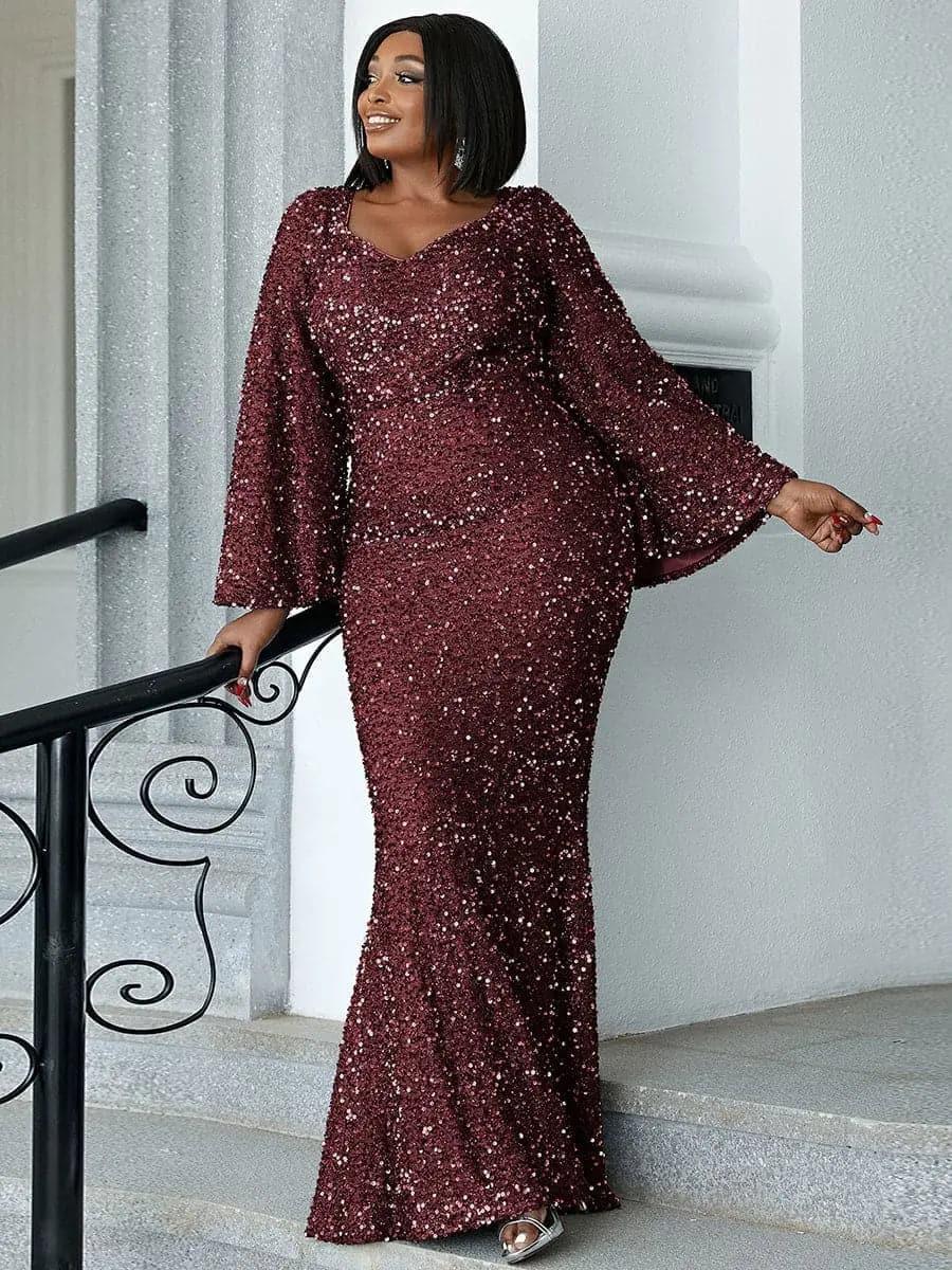 Flared Sleeve Curve Dress