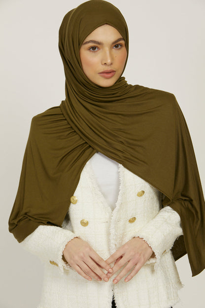 Premium Jersey Hijab - Olive