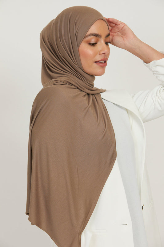 Premium Jersey Hijab - Cafe Au Lait