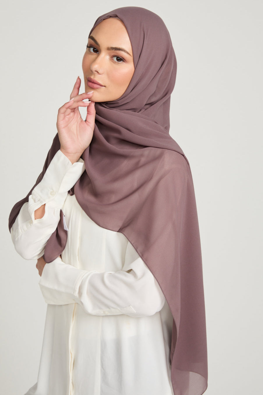 Luxury Georgette Hijab - Smoky Rosewood