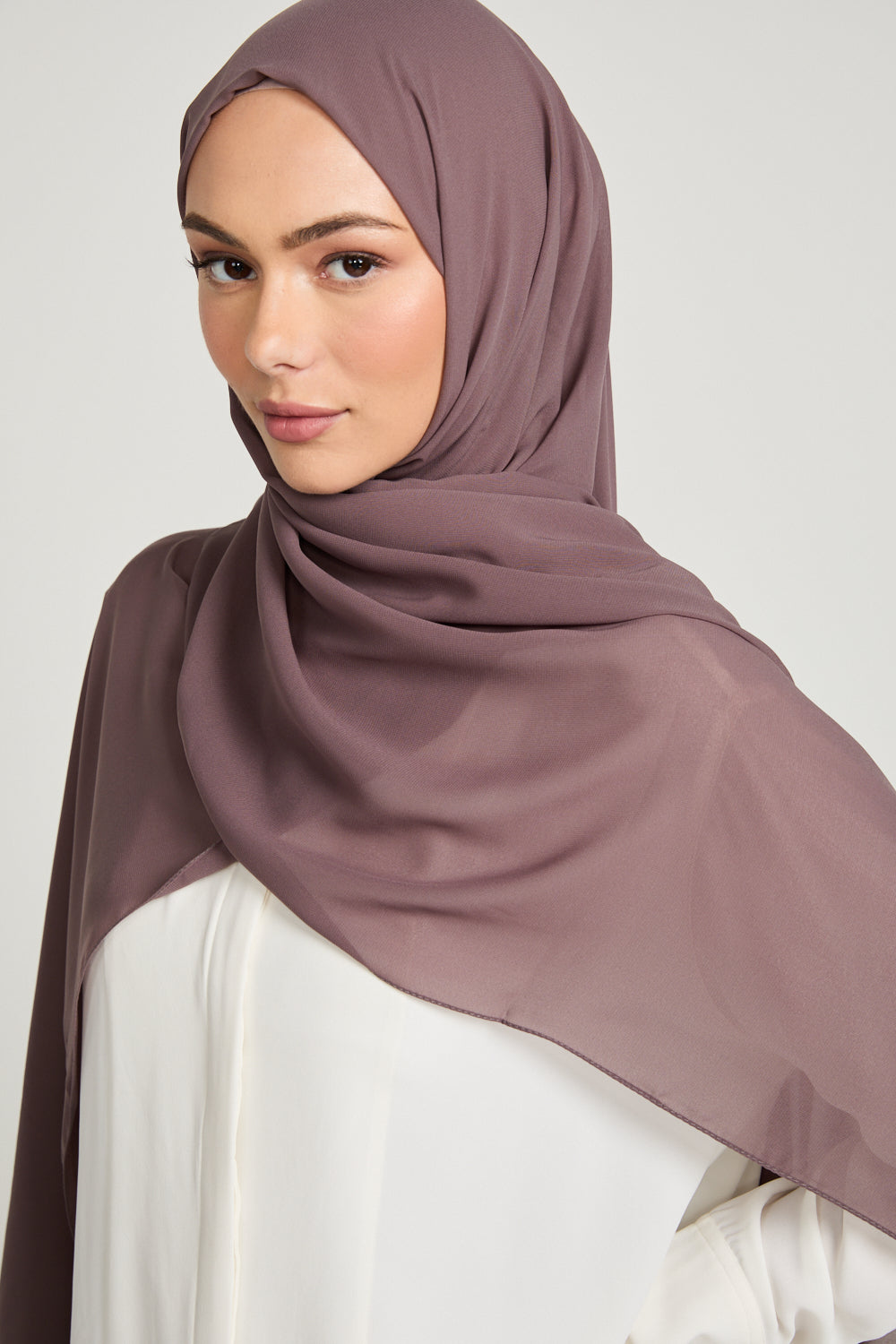 Luxury Georgette Hijab - Smoky Rosewood