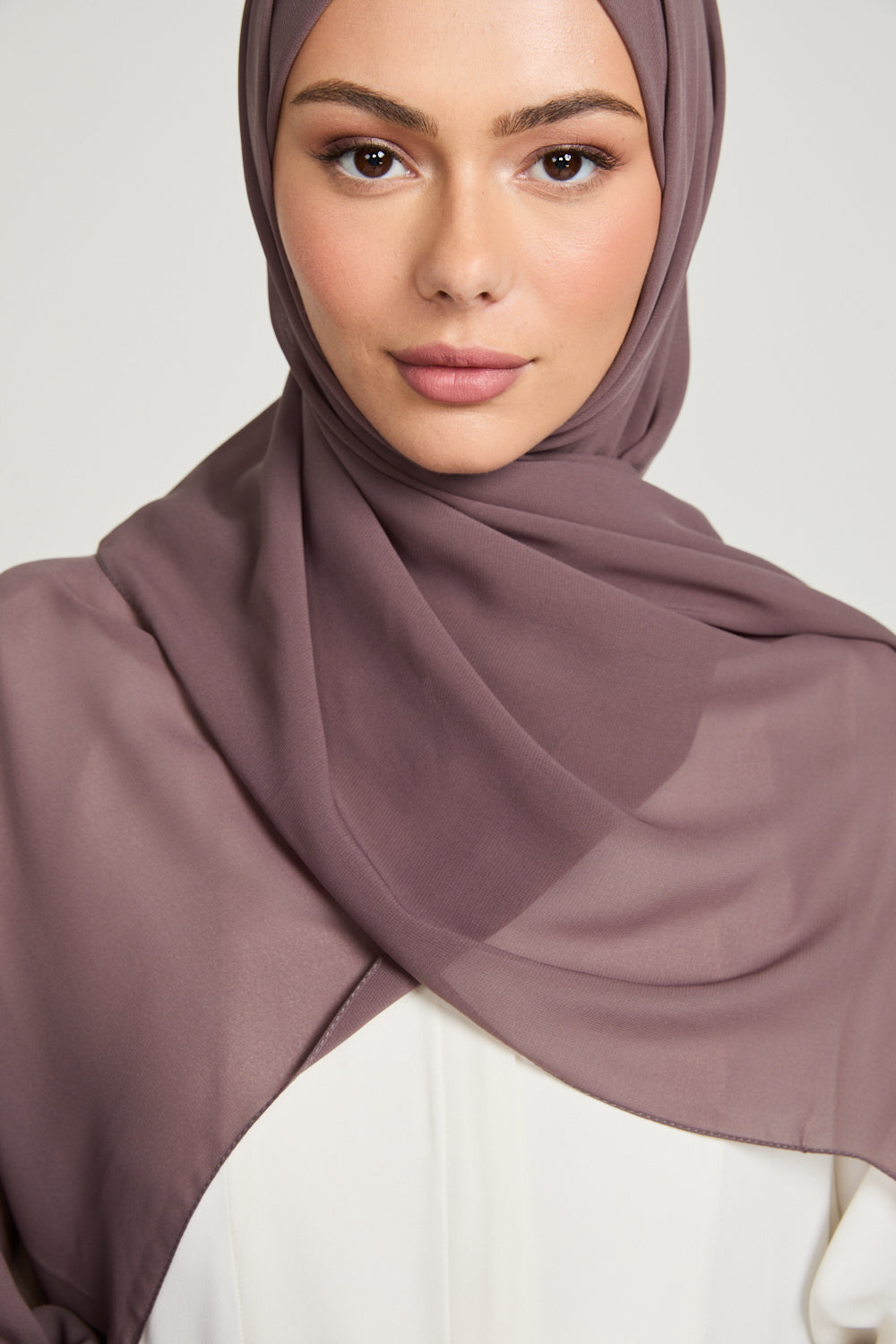 Luxury Georgette Hijab - Smoky Rosewood