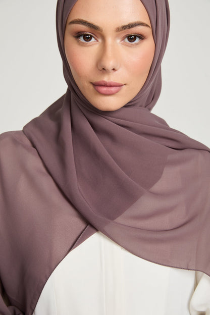 Luxury Georgette Hijab - Smoky Rosewood