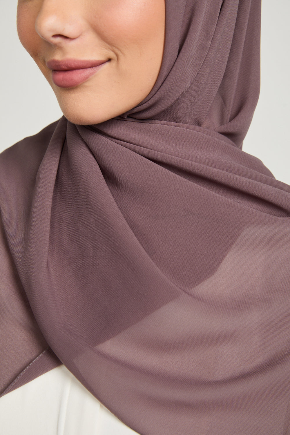 Luxury Georgette Hijab - Smoky Rosewood
