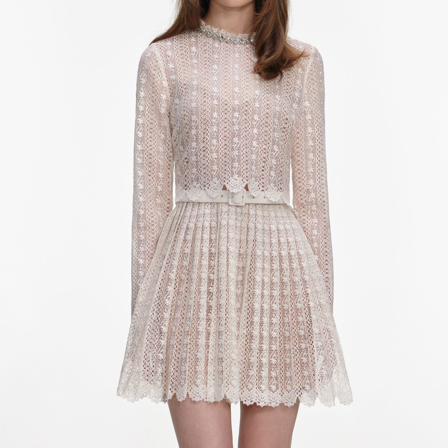 odelette Cream Organza Lace Mini Dress