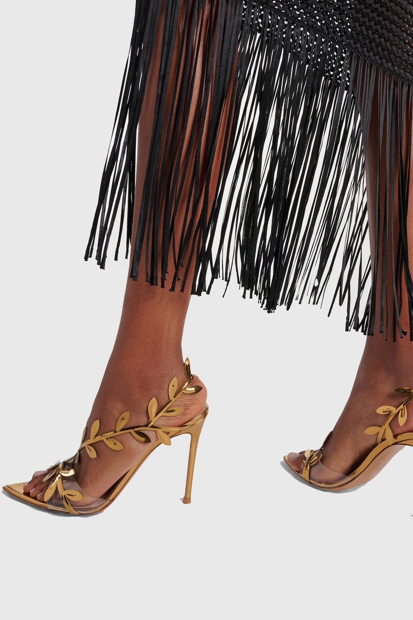 Revonda Mirrored Leaf Embellished Slingback Sandals