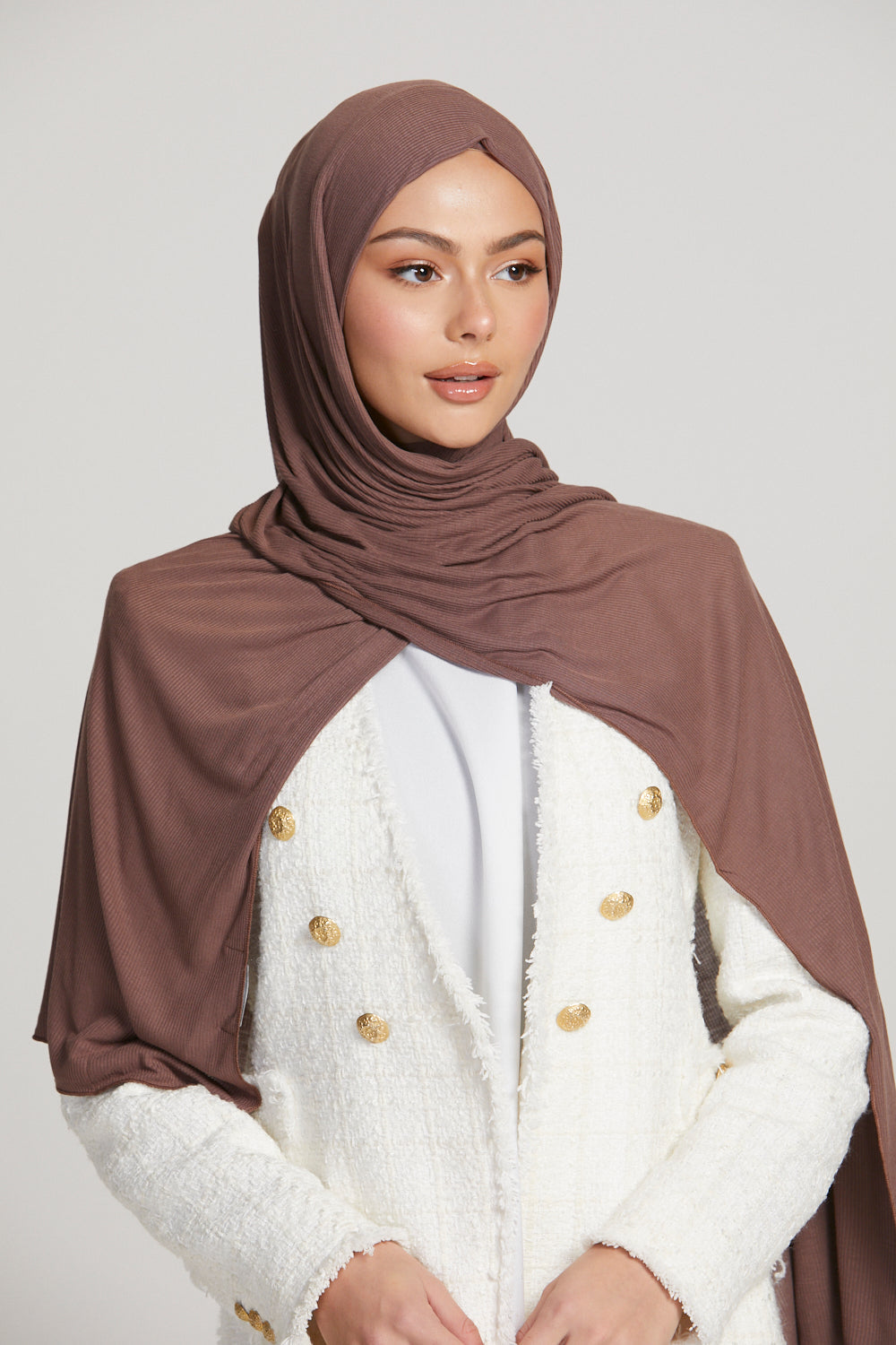 Premium Bamboo Ribbed Jersey Hijab - Hazel