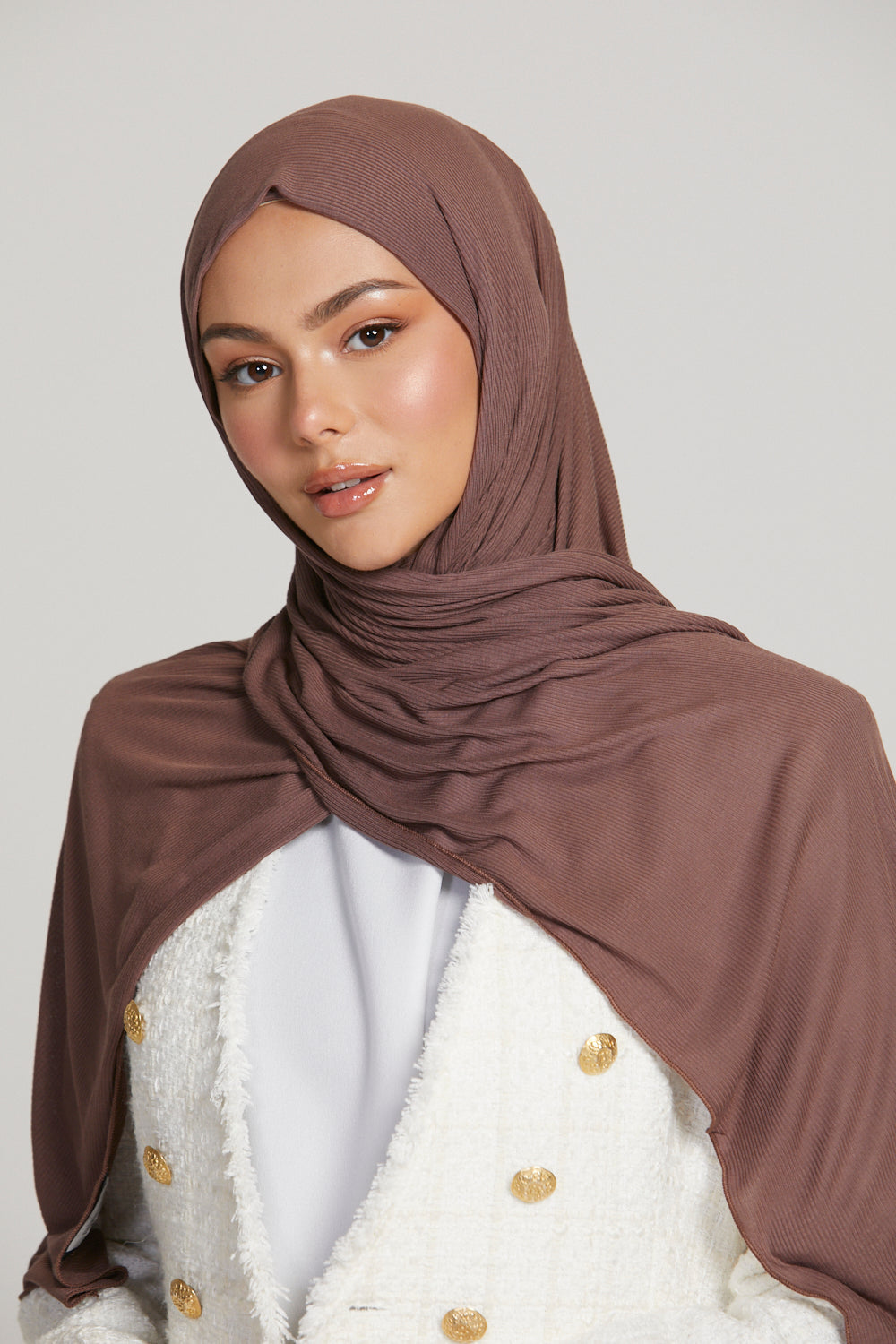 Premium Bamboo Ribbed Jersey Hijab - Hazel
