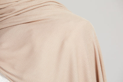 Premium Bamboo Ribbed Jersey Hijab - Nude